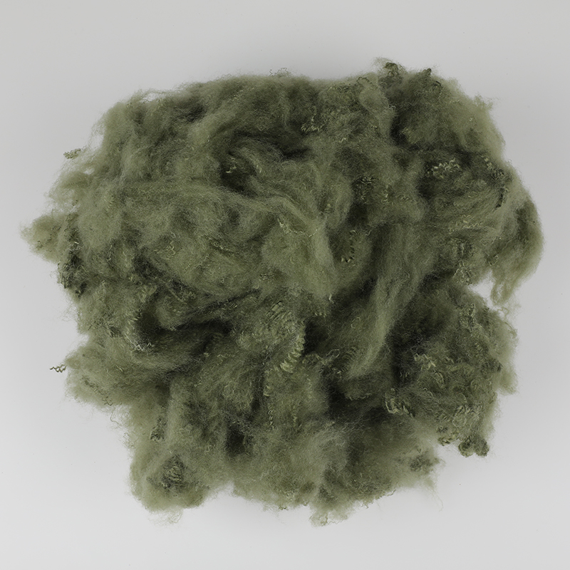 Serat Pokok Poliester Pemintalan Greenwool Tentara 3D×64mm